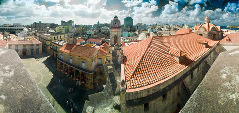 Color infrared panorama of La Catedral from the Bell Tower, Havana, Cuba