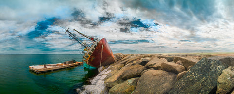 Color infrared panorama of Artemis on the Rocks, Provincetown