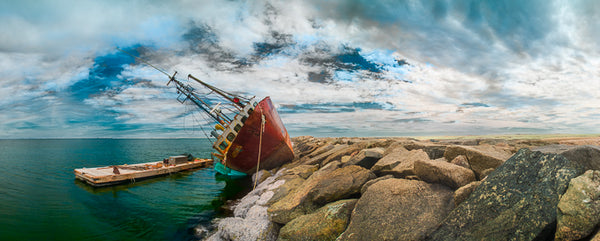 Color infrared panorama of Artemis on the Breakwater, Provincetown
