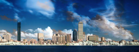 Color infrared panorama of Boston Skyline from Cambridge, MA