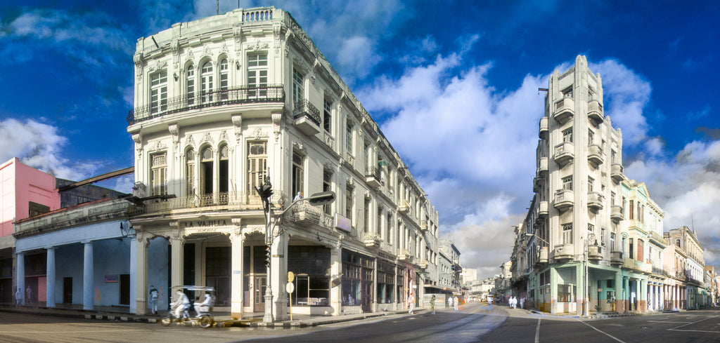 Color infrared panorama of Avenida de Italia, Havana, Cuba