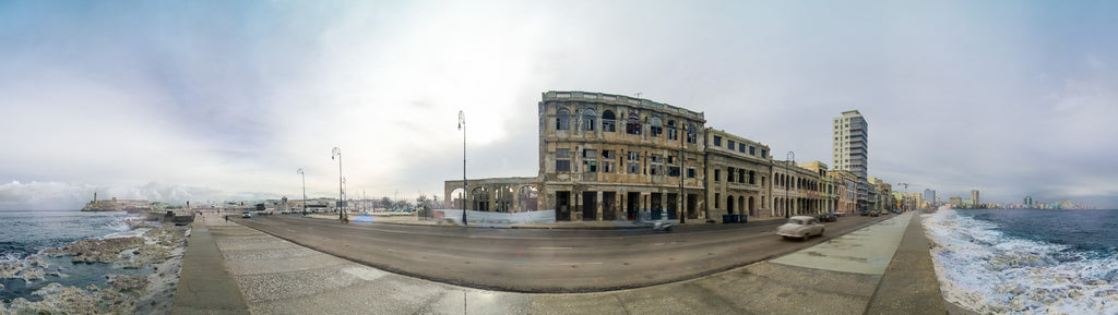 Color infrared panorama of the Malecón, Havana, Cuba