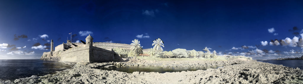 Color infrared panorama of Morro Castle at Low Tide, Havana, Cuba