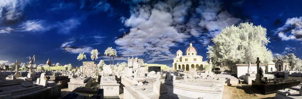 Color infrared panorama of Central Chapel, Colón Cemetery, Vedado, Havana, Cuba