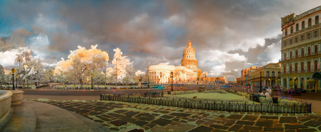 Color infrared panorama of Capitolo at Sunrise, Havana, Cuba