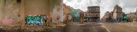 Color infrared panorama of Vacant Lot at Escobar and San Lazaro, Central Havana, Cuba
