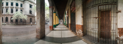 Color infrared panorama of Colonnade on Agramonte, Havana, Cuba