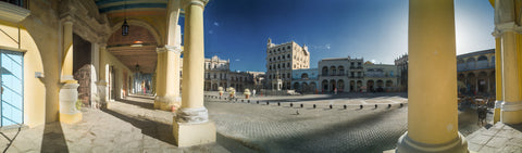 Color infrared panorama of Plaza Vieja Portico, Havana, Cuba
