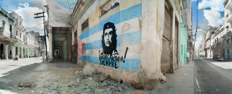 Color infrared panorama of Che Guevara Mural, Havana, Cuba