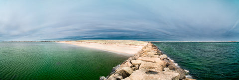 Color infrared panorama of Jetty at Dunbar Point Hyannis
