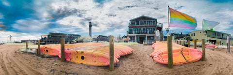 Color infrared panorama of Rental Kayaks, Provincetown