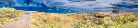 Color infrared panorama of Ray Wells Dune Shack, North Truro