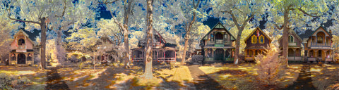 Color infrared panorama of Gingerbread Cottages, Oak Bluffs, Martha’s Vineyard