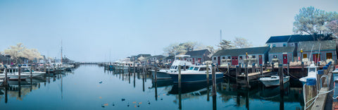 Color infrared panorama of Old South Wharf, Nantucket