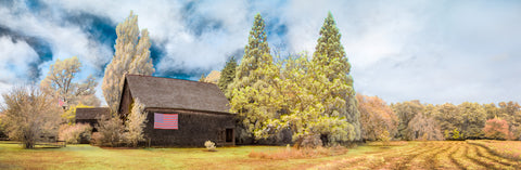 Color infrared panorama of Barn at Polly Hill Arboretum, West Tisbury, Martha’s Vineyard