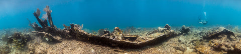 Underwater panorama of the Wreck of the City of Washington #2, Key Largo