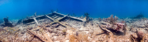 Underwater panorama of the Wreck of the City of Washington #3, Key Largo